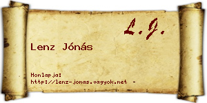 Lenz Jónás névjegykártya